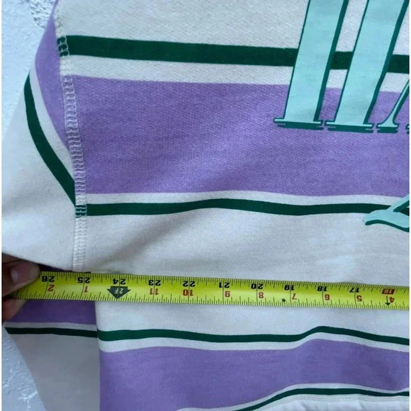 Public Library Womens Loose Fit Cropped Hoodie Sweatshirt White Purple Sz Small - Picture 6 of 7